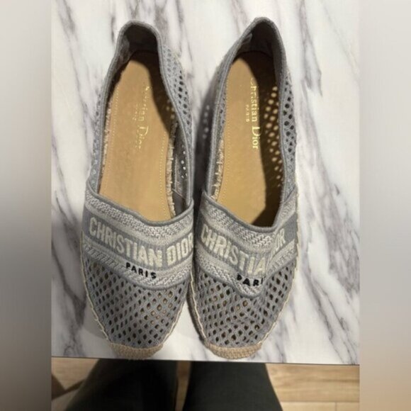 Lightly used- DIOR Granville Embroidered MeshCotton Flat Espadrille - Picture 10 of 15